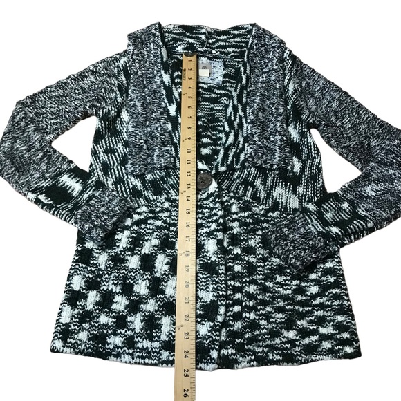Element Black White Knit Snap Down Cardigan Sweater - Women’s Medium - Picture 3 of 11